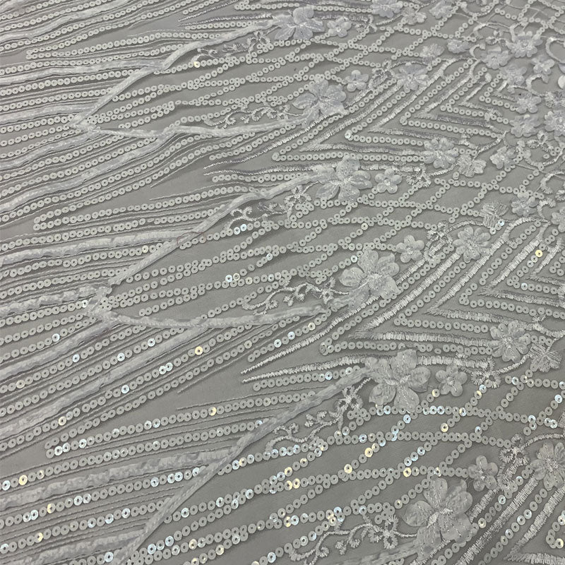 Corded 3D Flowers/Floral Mesh Lace Sequins Fabric By The Yard For Gowns, Skirts, Prom DressesICEFABRICICE FABRICSRoyal BlueCorded 3D Flowers/Floral Mesh Lace Sequins Fabric By The Yard For Gowns, Skirts, Prom Dresses ICEFABRIC White