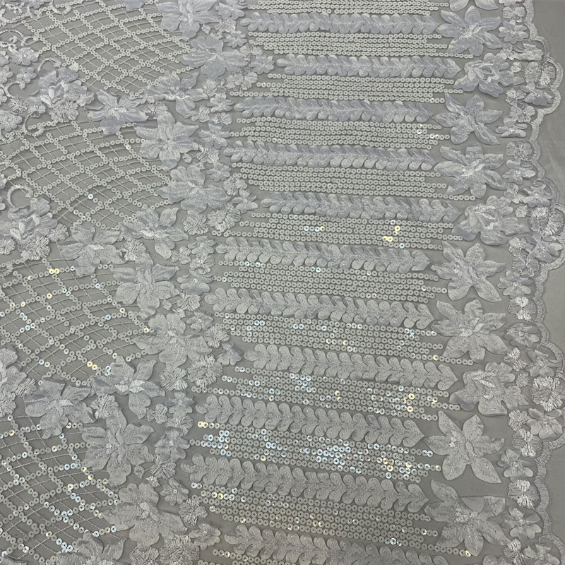 Corded 3D Flowers/Floral Mesh Lace Sequins Fabric By The Yard For Gowns, Skirts, Prom DressesICEFABRICICE FABRICSRoyal BlueCorded 3D Flowers/Floral Mesh Lace Sequins Fabric By The Yard For Gowns, Skirts, Prom Dresses ICEFABRIC White