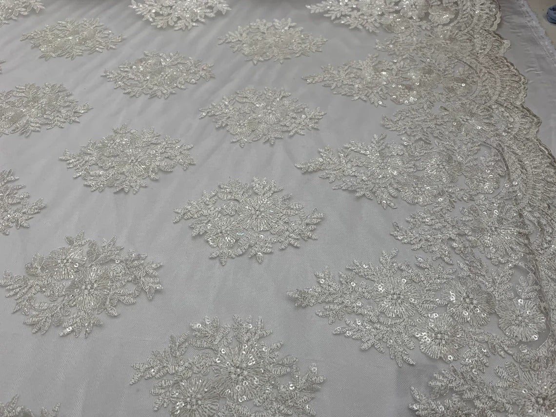 Corded flowers white lace fabricICE FABRICSICE FABRICSBy The YardCorded flowers white lace fabric ICE FABRICS