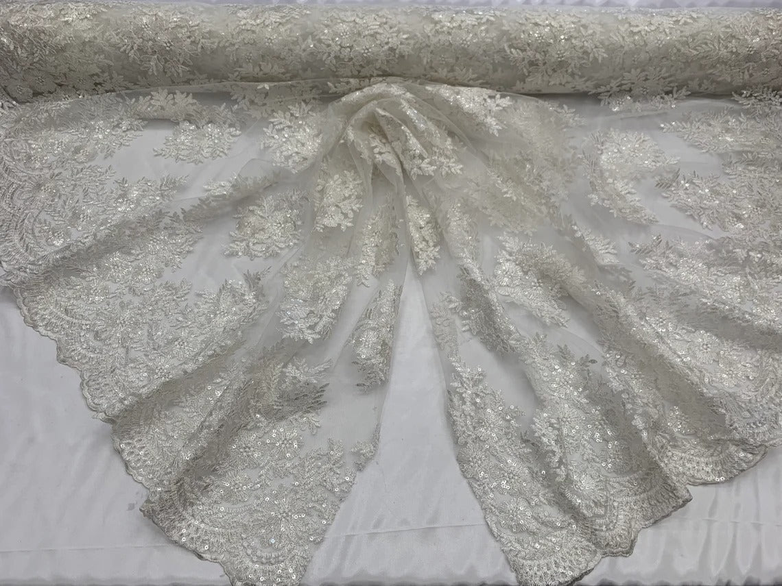 Corded flowers white lace fabricICE FABRICSICE FABRICSBy The YardCorded flowers white lace fabric ICE FABRICS