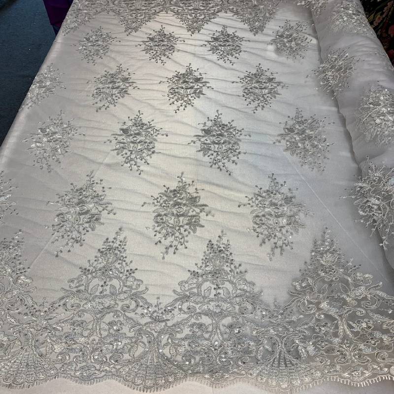 Corded White Lace Fabric / Embroidery Mesh laceICE FABRICSICE FABRICSBy The YardCorded White Lace Fabric / Embroidery Mesh lace ICE FABRICS