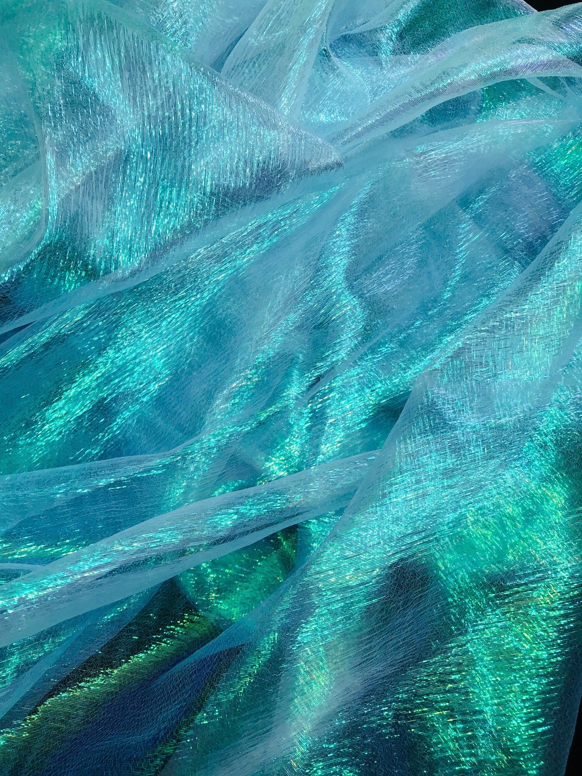 Crystal Sheer Iridescent Organza Fabric_ Aqua Iridescent FabricICE FABRICSICE FABRICSBy The YardCrystal Sheer Iridescent Organza Fabric_ Aqua Iridescent Fabric ICE FABRICS