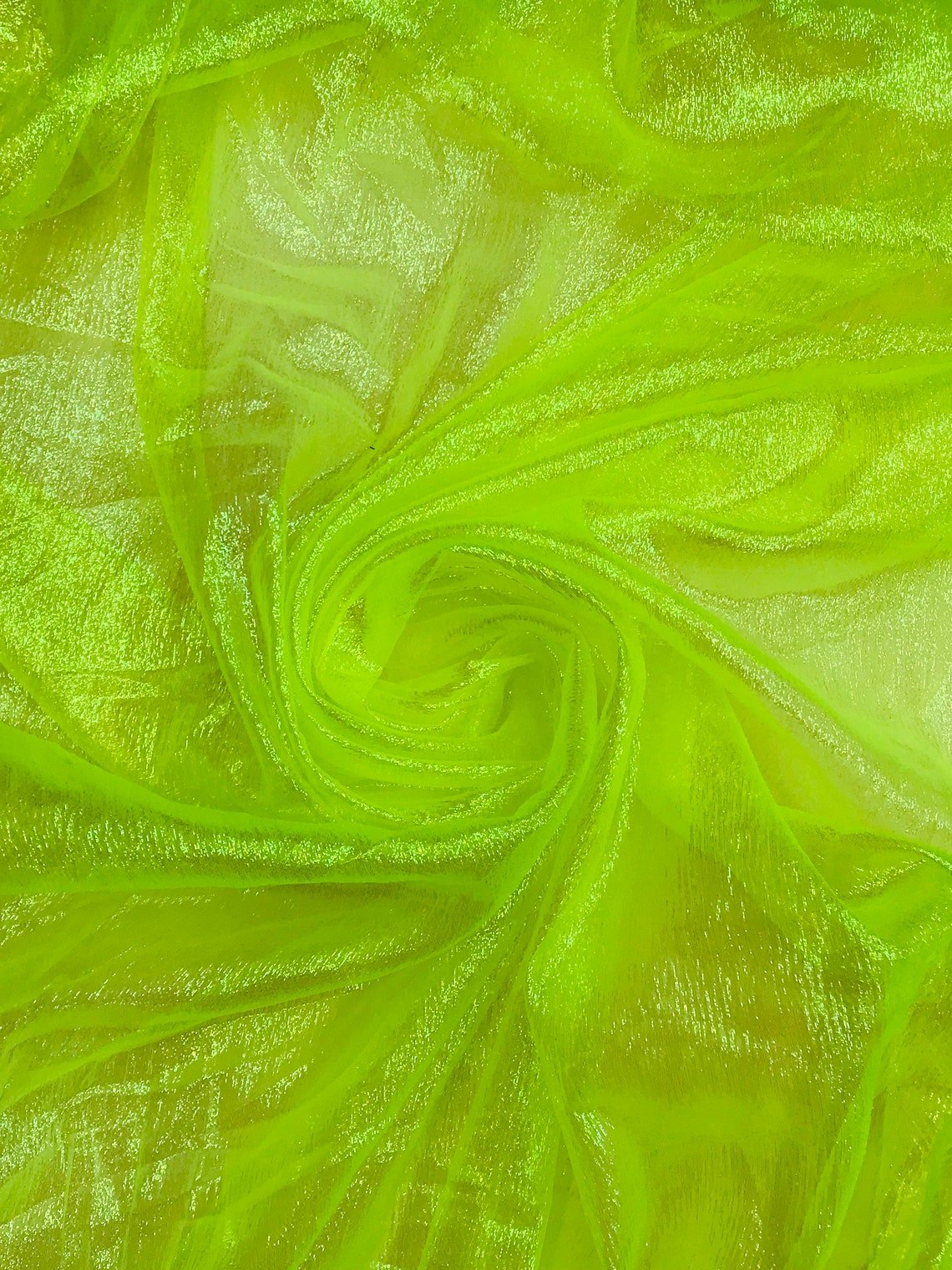Crystal Sheer Iridescent Organza Fabric_ Neon Yellow Iridescent FabricICE FABRICSICE FABRICSBy The YardCrystal Sheer Iridescent Organza Fabric_ Neon Yellow Iridescent Fabric ICE FABRICS