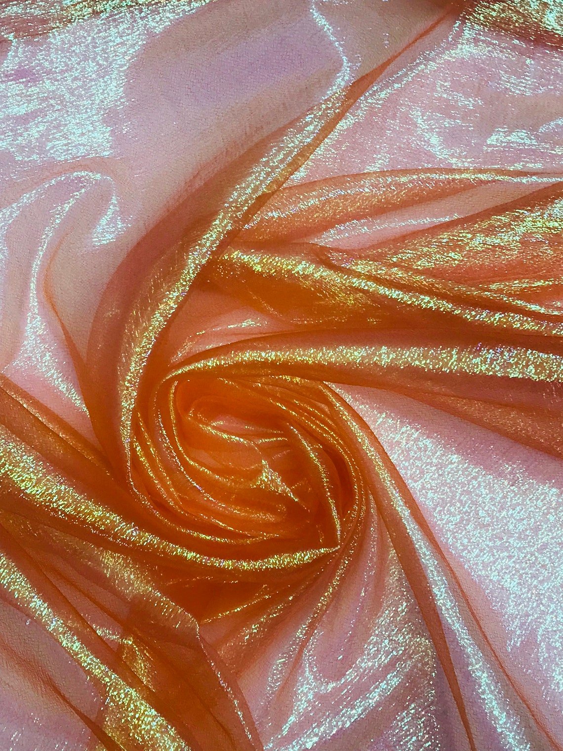 Crystal Sheer Iridescent Organza Fabric_ Orange Iridescent FabricICE FABRICSICE FABRICSBy The YardCrystal Sheer Iridescent Organza Fabric_ Orange Iridescent Fabric ICE FABRICS