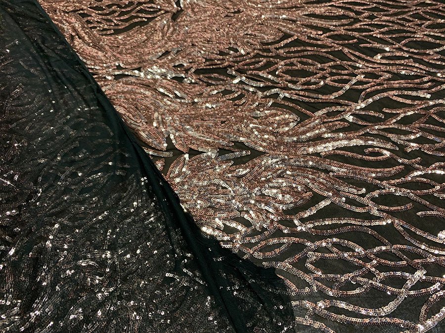 Damask Embroidery Fabric 4 Way Stretch Sequin Luxury FabricICEFABRICICE FABRICSGold On Black meshBy The Yard (58" Wide)Damask Embroidery Fabric 4 Way Stretch Sequin Luxury Fabric ICEFABRIC Gold On Black mesh