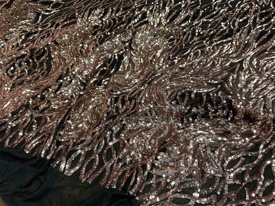 Damask Embroidery Fabric 4 Way Stretch Sequin Luxury FabricICEFABRICICE FABRICSGold On Black meshBy The Yard (58" Wide)Damask Embroidery Fabric 4 Way Stretch Sequin Luxury Fabric ICEFABRIC Gold On Black mesh