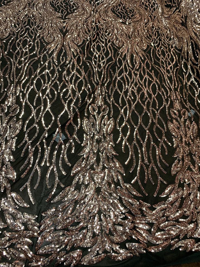 Damask Embroidery Fabric 4 Way Stretch Sequin Luxury FabricICEFABRICICE FABRICSGold On Black meshBy The Yard (58" Wide)Damask Embroidery Fabric 4 Way Stretch Sequin Luxury Fabric ICEFABRIC Gold On Black mesh