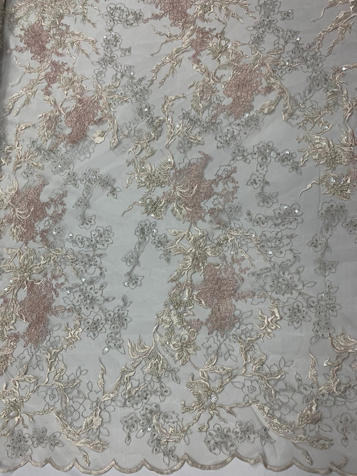 Dark Ivory Sequin Floral Bridal Fabric/ Beaded Fabric/ 3D Lace FabricICE FABRICSICE FABRICSDark Ivory Sequin Floral Bridal Fabric/ Beaded Fabric/ 3D Lace Fabric ICE FABRICS
