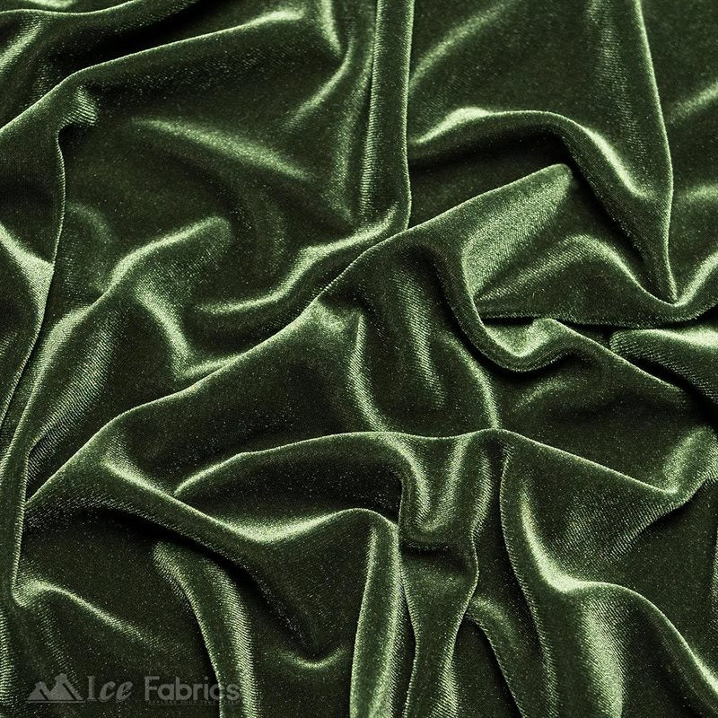 Dark Olive Green Wholesale Velvet Fabric Stretch | 60" WideICE FABRICSICE FABRICS20 Yards Dark Olive GreenDark Olive Green Wholesale Velvet Fabric Stretch | 60" Wide