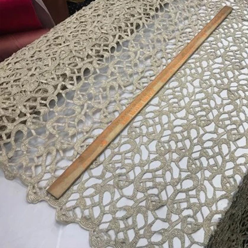 Design Beaded Mesh Lace Fabric Bridal Wedding ClothesICE FABRICSICE FABRICSIvoryDesign Beaded Mesh Lace Fabric Bridal Wedding Clothes ICE FABRICS Gold