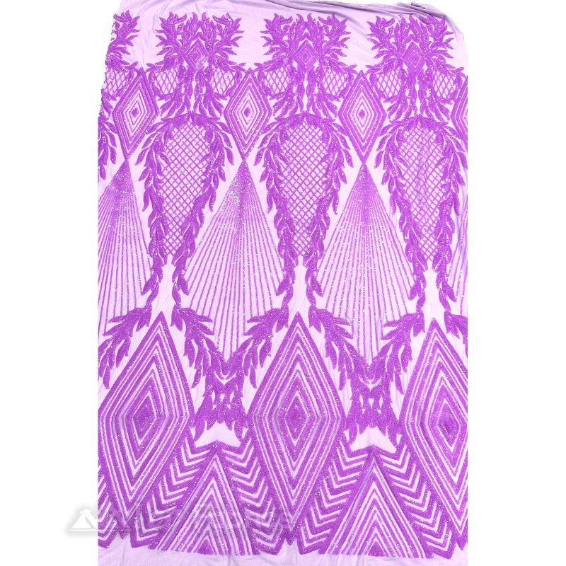Diamond Geometric Sequins Fabric By The Yard | Fashion Fabric Lavender