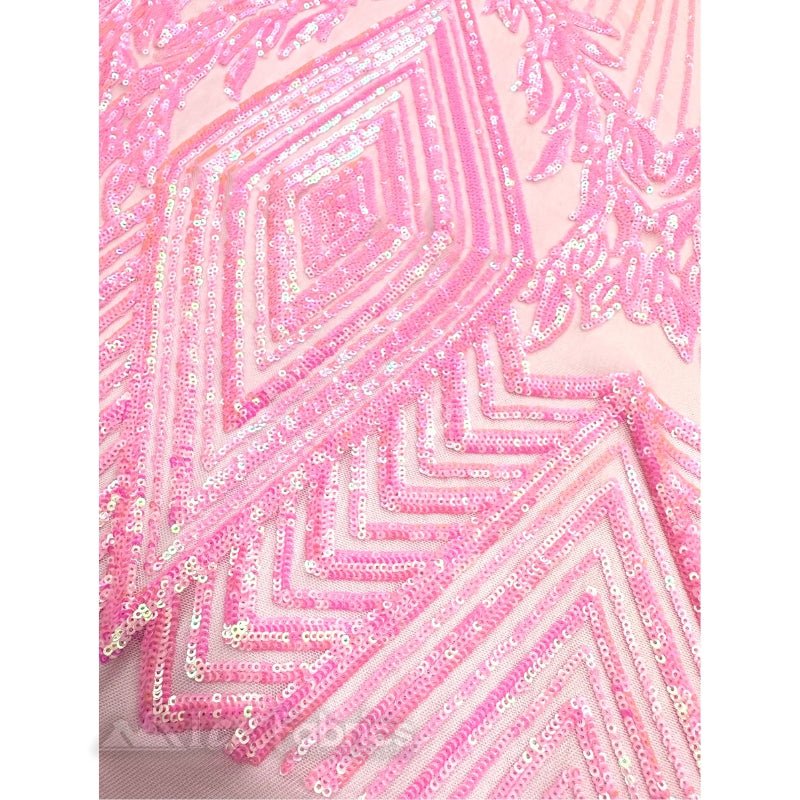 Diamond Geometric Sequins Fabric By The Yard | Fashion Fabric Bubble Gum