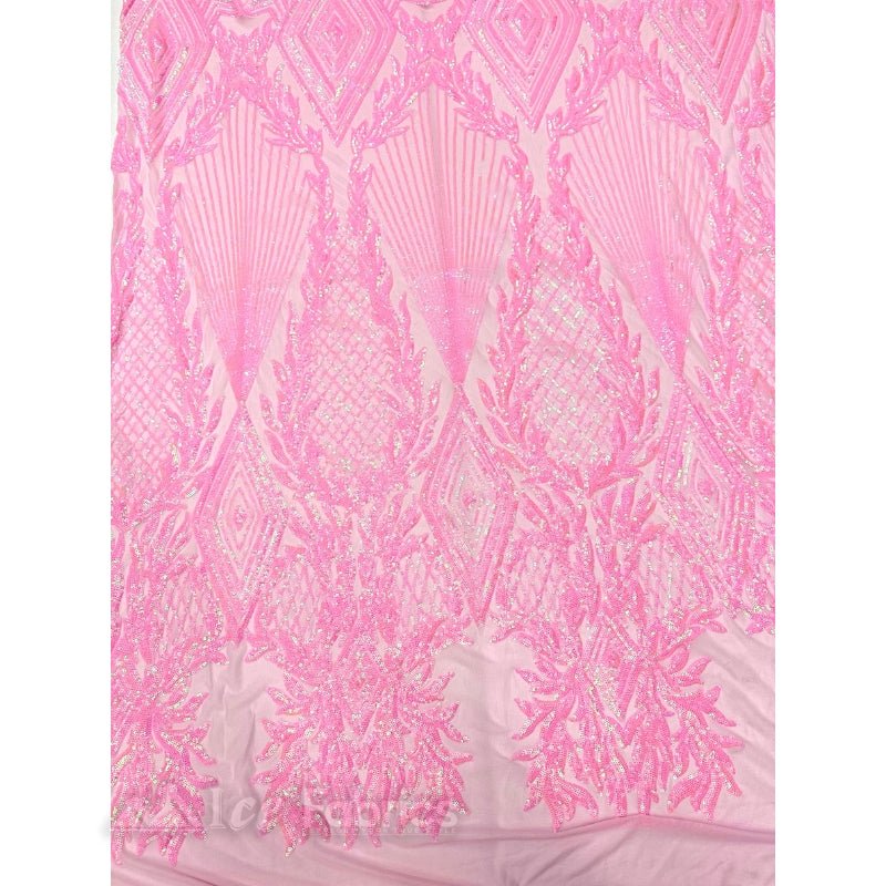 Diamond Geometric Sequins Fabric By The Yard | Fashion Fabric Bubble Gum
