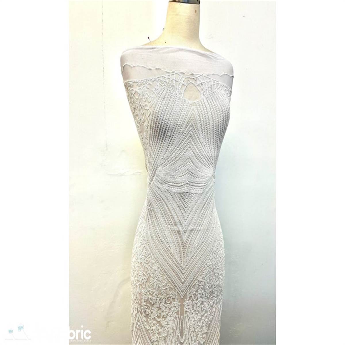 Diamond Geometric Stretch Sequin Fabric On MeshICE FABRICSICE FABRICSWhiteBy The YardDiamond Geometric Stretch Sequin Fabric On Mesh ICE FABRICS White