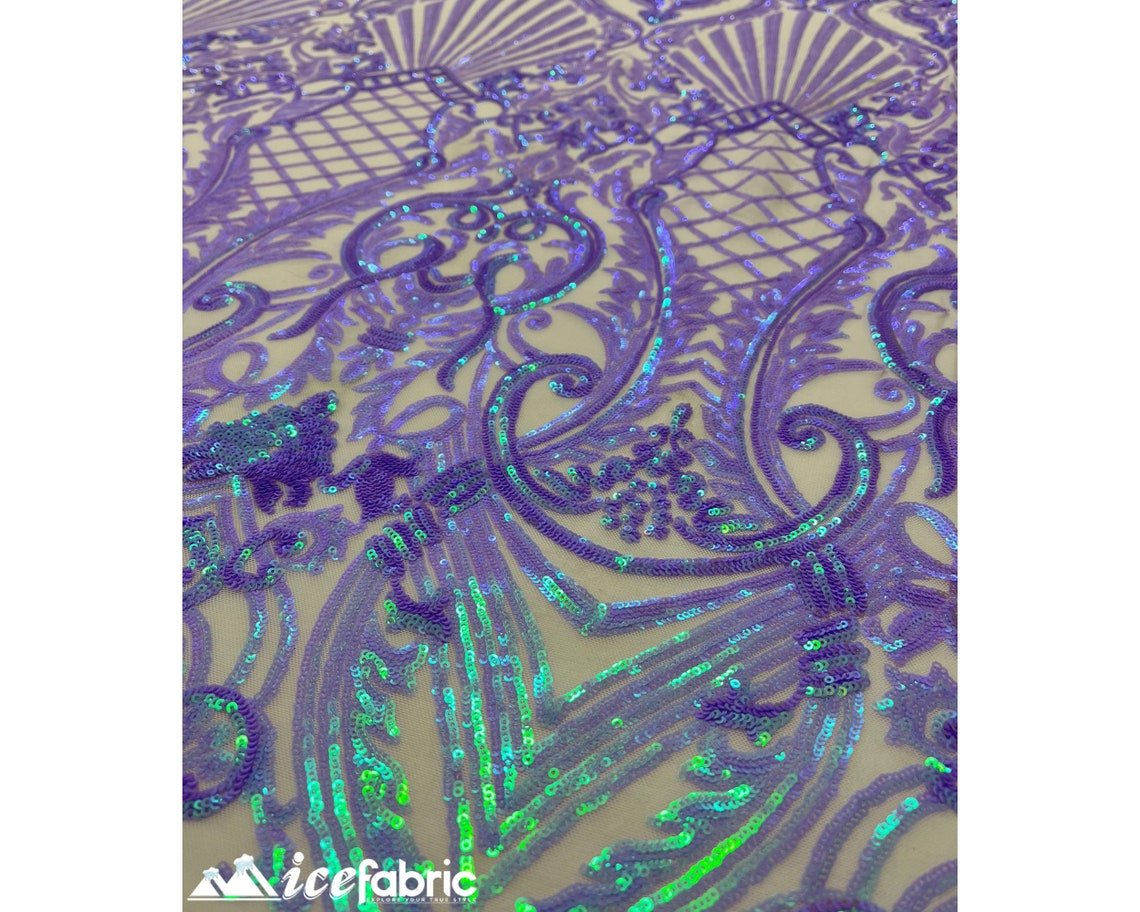 Diba Lavender Geometric Stretch Sequin Fabric / Lace FabricICE FABRICSICE FABRICSDiba Sequin Fabric LavenderBy The Yard (58" Wide)Diba Lavender Geometric Stretch Sequin Fabric / Lace Fabric ICE FABRICS