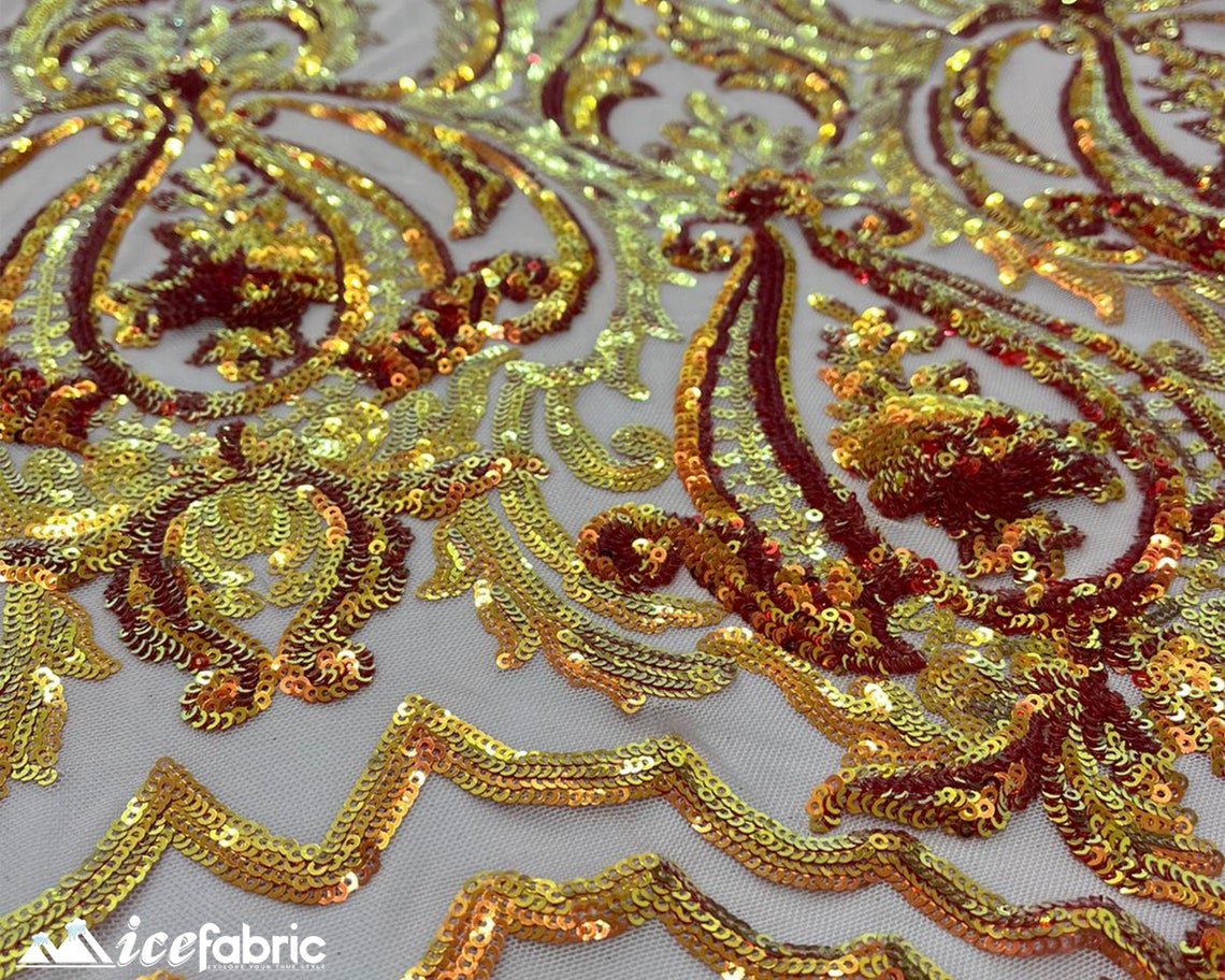 Diba Orange Geometric Stretch Sequin Fabric / Mesh Lace FabricICE FABRICSICE FABRICSDiba Sequin Fabric OrangeBy The Yard (58" Wide)Diba Orange Geometric Stretch Sequin Fabric / Mesh Lace Fabric ICE FABRICS