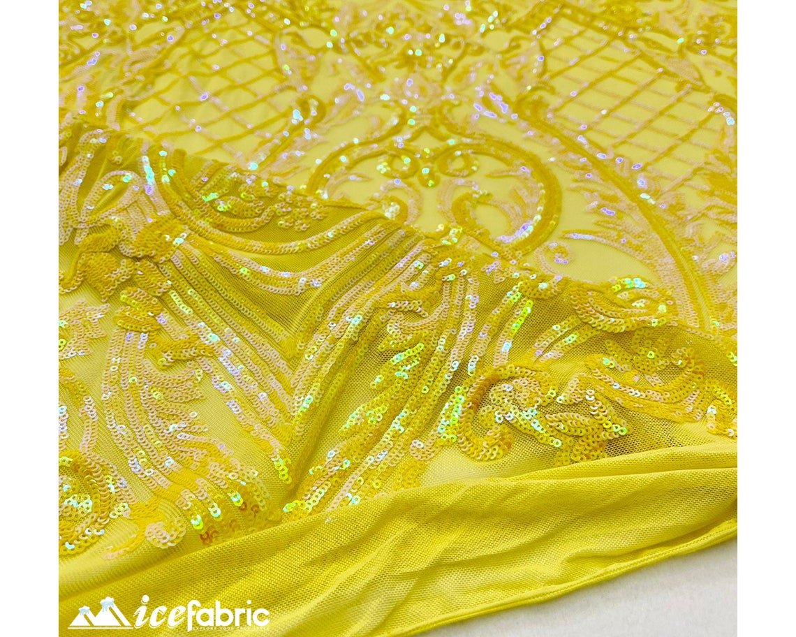 Diba Yellow Geometric Stretch Sequin Fabric/ Lace FabricICE FABRICSICE FABRICSDiba Sequin Fabric YellowBy The Yard (58" Wide)Diba Yellow Geometric Stretch Sequin Fabric/ Lace Fabric ICE FABRICS