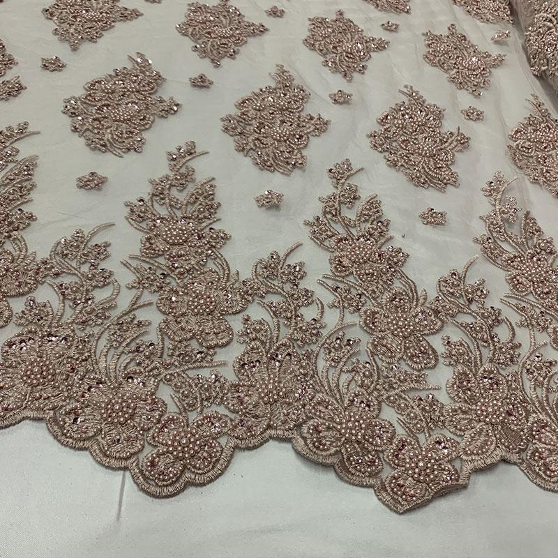 Dusty Rose Beaded Fabric _ Lace Floral embroidered fabric _ Bridal FabricICEFABRICICE FABRICSDusty RosePer Yard (36 Inches)Dusty Rose Beaded Fabric _ Lace Floral embroidered fabric _ Bridal Fabric ICEFABRIC