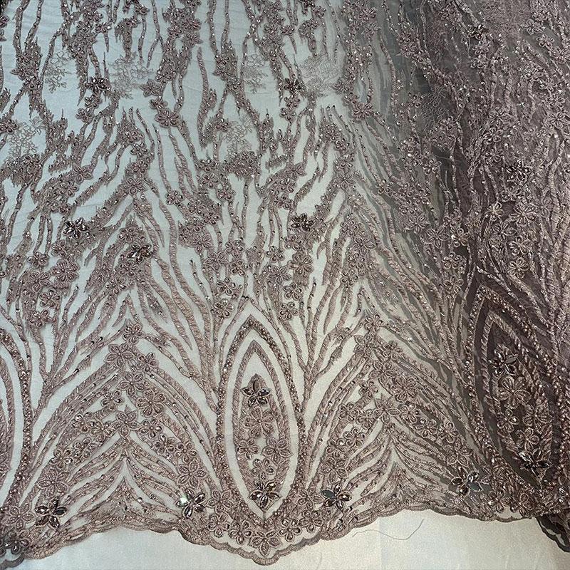 Dusty Rose Eden Floral Embroidered Handmade Beaded FabricICEFABRICICE FABRICSDusty RoseBy The YardDusty Rose Eden Floral Embroidered Handmade Beaded Fabric ICEFABRIC