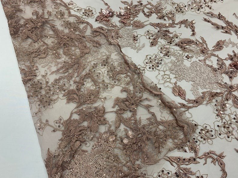 Dusty Rose Sequin Floral Bridal Fabric / Beaded Fabric / 3D Lace FabricICE FABRICSICE FABRICSDusty Rose Sequin Floral Bridal Fabric / Beaded Fabric / 3D Lace Fabric ICE FABRICS