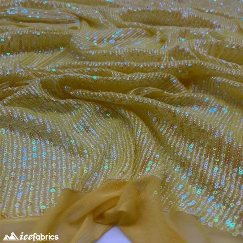 Elegant 2 Way All Over Stretch Sequin FabricICE FABRICSICE FABRICSBy The Yard58 inches WideIridescent YellowElegant 2 Way All Over Stretch Sequin Fabric ICE FABRICS Iridescent Yellow