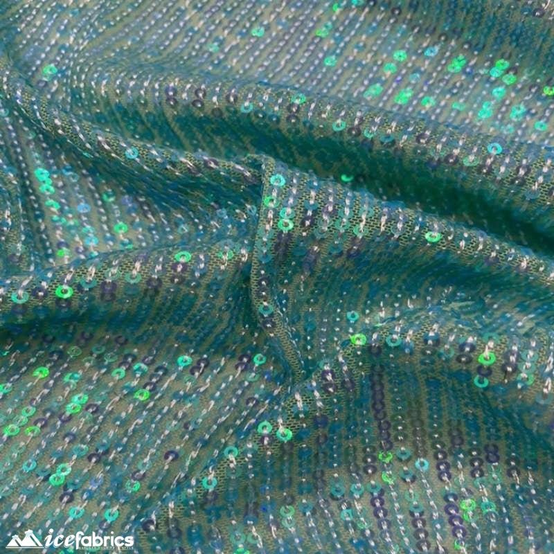 Elegant 2 Way All Over Stretch Sequin FabricICE FABRICSICE FABRICSBy The Yard58 inches WideIridescent AquaElegant 2 Way All Over Stretch Sequin Fabric ICE FABRICS Iridescent Aqua