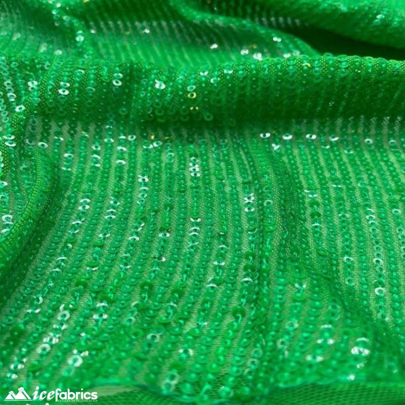 Elegant 2 Way All Over Stretch Sequin FabricICE FABRICSICE FABRICSBy The Yard58 inches WideKelly GreenElegant 2 Way All Over Stretch Sequin Fabric ICE FABRICS Kelly Green