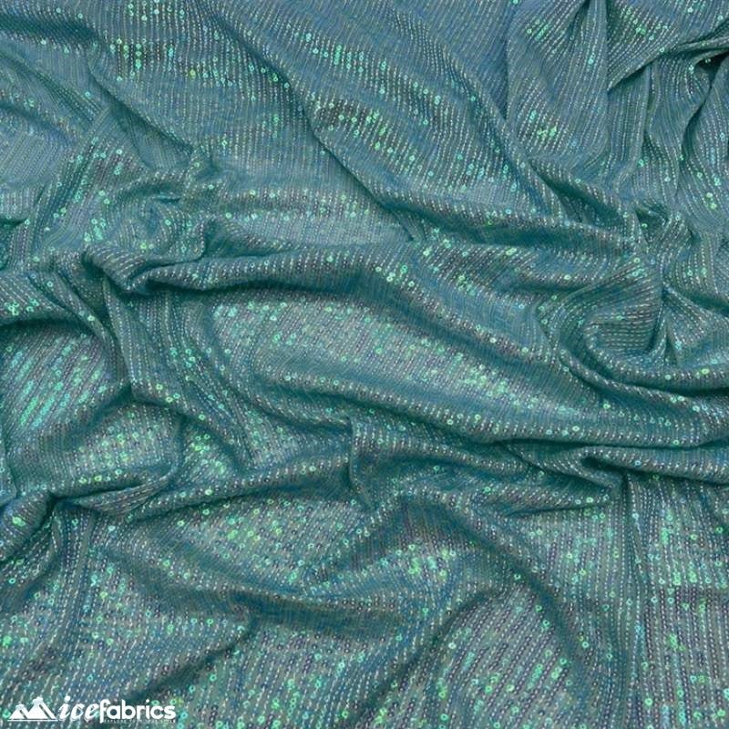 Elegant 2 Way All Over Stretch Sequin FabricICE FABRICSICE FABRICSBy The Yard58 inches WideIridescent AquaElegant 2 Way All Over Stretch Sequin Fabric ICE FABRICS Iridescent Aqua