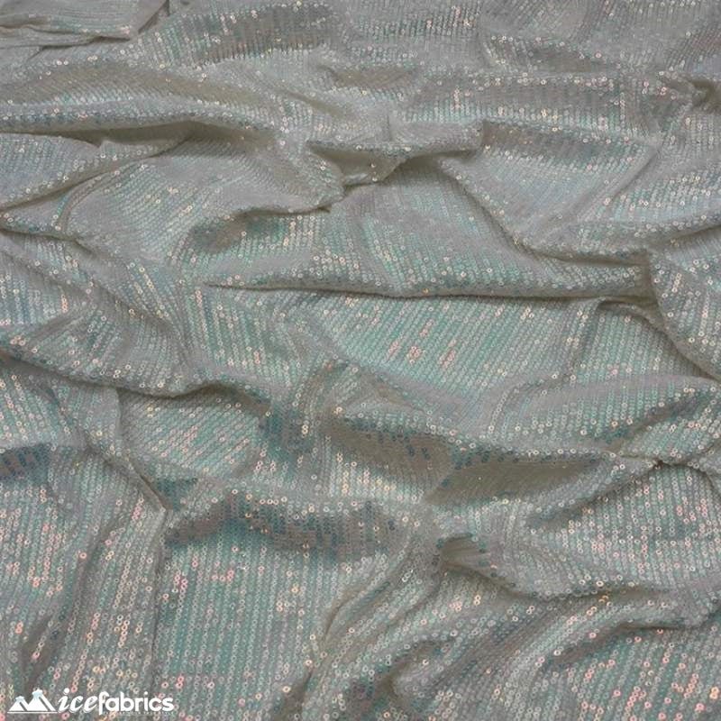 Elegant 2 Way All Over Stretch Sequin FabricICE FABRICSICE FABRICSBy The Yard58 inches WideIridescent WhiteElegant 2 Way All Over Stretch Sequin Fabric ICE FABRICS Iridescent White