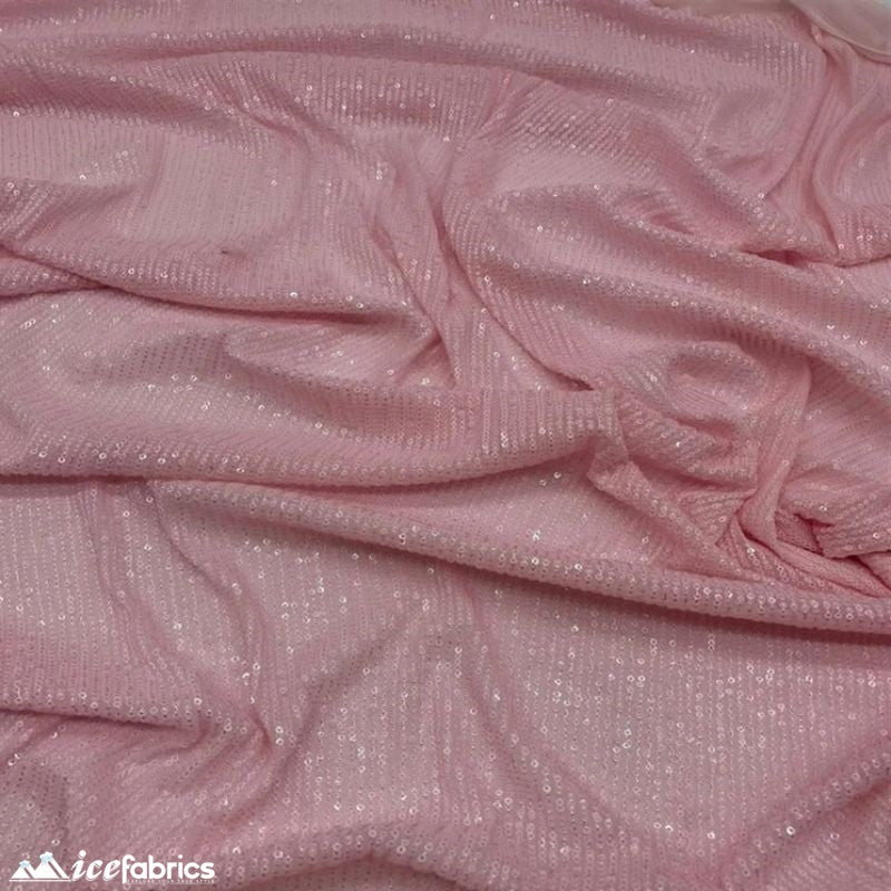 Elegant 2 Way All Over Stretch Sequin FabricICE FABRICSICE FABRICSBy The Yard58 inches WideBaby PinkElegant 2 Way All Over Stretch Sequin Fabric ICE FABRICS Baby Pink