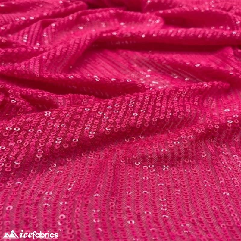 Elegant 2 Way All Over Stretch Sequin FabricICE FABRICSICE FABRICSBy The Yard58 inches WideHot PinkElegant 2 Way All Over Stretch Sequin Fabric ICE FABRICS Hot Pink
