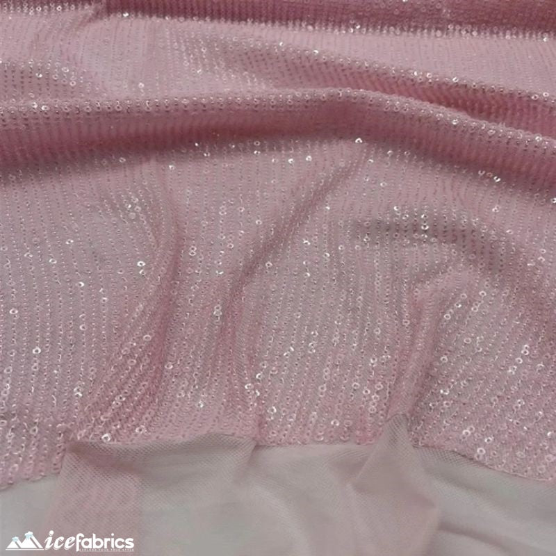 Elegant 2 Way All Over Stretch Sequin FabricICE FABRICSICE FABRICSBy The Yard58 inches WideBaby PinkElegant 2 Way All Over Stretch Sequin Fabric ICE FABRICS Baby Pink