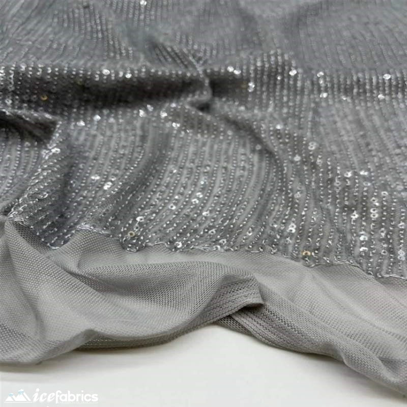 Elegant 2 Way All Over Stretch Sequin FabricICE FABRICSICE FABRICSBy The Yard58 inches WideSilverElegant 2 Way All Over Stretch Sequin Fabric ICE FABRICS Silver