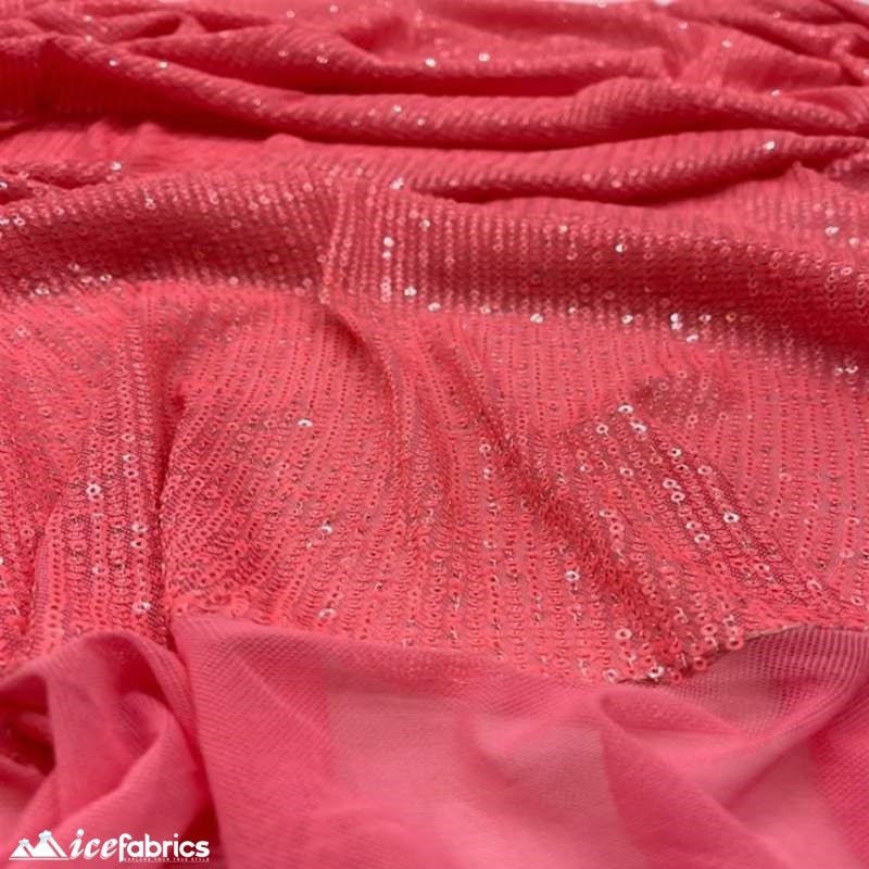 Elegant 2 Way All Over Stretch Sequin FabricICE FABRICSICE FABRICSBy The Yard58 inches WideStrawberry PinkElegant 2 Way All Over Stretch Sequin Fabric ICE FABRICS Strawberry Pink