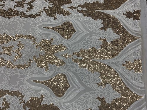 Elegant 4 WAY Stretch Sequins On Power Mesh//Spandex Mesh Lace Sequins Fabric By The Yard//Embroidery Lace/ Gowns/Veil/ BridalICEFABRICICE FABRICSBlack/Gold On Power Mesh1/2 Yard (18 Inches )Elegant 4 WAY Stretch Sequins On Power Mesh//Spandex Mesh Lace Sequins Fabric By The Yard//Embroidery Lace/ Gowns/Veil/ Bridal ICEFABRIC White/Matte Gold On Power Mesh