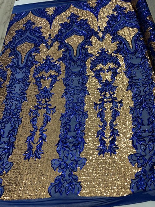 Elegant 4 WAY Stretch Sequins On Power Mesh//Spandex Mesh Lace Sequins Fabric By The Yard//Embroidery Lace/ Gowns/Veil/ BridalICEFABRICICE FABRICSWhite/Matte Gold On Power Mesh1/2 Yard (18 Inches )Elegant 4 WAY Stretch Sequins On Power Mesh//Spandex Mesh Lace Sequins Fabric By The Yard//Embroidery Lace/ Gowns/Veil/ Bridal ICEFABRIC Royal Blue On Power Mesh