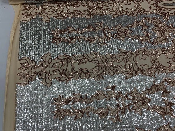 Elegant 4 WAY Stretch Sequins On Power Mesh//Spandex Mesh Lace Sequins Fabric By The Yard//Embroidery Lace/ Gowns/Veil/ BridalICEFABRICICE FABRICSRose Gold/Silver On Power Mesh1/2 Yard (18 Inches )Elegant 4 WAY Stretch Sequins On Power Mesh//Spandex Mesh Lace Sequins Fabric By The Yard//Embroidery Lace/ Gowns/Veil/ Bridal ICEFABRIC Rose Gold/Silver On Power Mesh