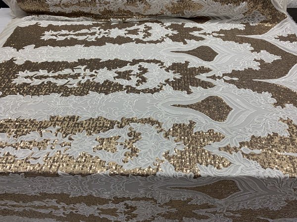Elegant 4 WAY Stretch Sequins On Power Mesh//Spandex Mesh Lace Sequins Fabric By The Yard//Embroidery Lace/ Gowns/Veil/ BridalICEFABRICICE FABRICSBlack/Gold On Power Mesh1/2 Yard (18 Inches )Elegant 4 WAY Stretch Sequins On Power Mesh//Spandex Mesh Lace Sequins Fabric By The Yard//Embroidery Lace/ Gowns/Veil/ Bridal ICEFABRIC White/Matte Gold On Power Mesh