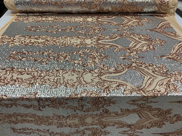 Elegant 4 WAY Stretch Sequins On Power Mesh//Spandex Mesh Lace Sequins Fabric By The Yard//Embroidery Lace/ Gowns/Veil/ BridalICEFABRICICE FABRICSRose Gold/Silver On Power Mesh1/2 Yard (18 Inches )Elegant 4 WAY Stretch Sequins On Power Mesh//Spandex Mesh Lace Sequins Fabric By The Yard//Embroidery Lace/ Gowns/Veil/ Bridal ICEFABRIC Rose Gold/Silver On Power Mesh