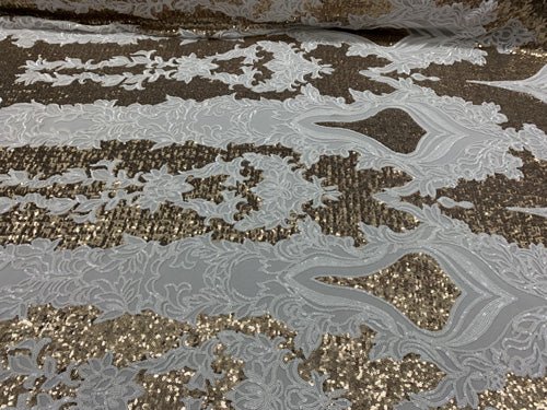 Elegant 4 WAY Stretch Sequins On Power Mesh//Spandex Mesh Lace Sequins Fabric By The Yard//Embroidery Lace/ Gowns/Veil/ BridalICEFABRICICE FABRICSBlack/Gold On Power Mesh1/2 Yard (18 Inches )Elegant 4 WAY Stretch Sequins On Power Mesh//Spandex Mesh Lace Sequins Fabric By The Yard//Embroidery Lace/ Gowns/Veil/ Bridal ICEFABRIC White/Matte Gold On Power Mesh