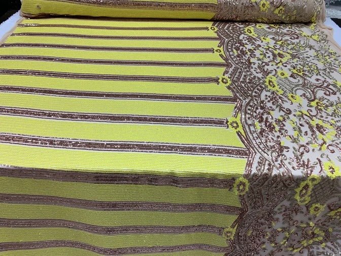 Elegant New Casino Design Embroidered 4 Way Nude Mesh Spandex Stretchy Sequin FabricICEFABRICICE FABRICSMintElegant New Casino Design Embroidered 4 Way Nude Mesh Spandex Stretchy Sequin Fabric ICEFABRIC Yellow&Rose