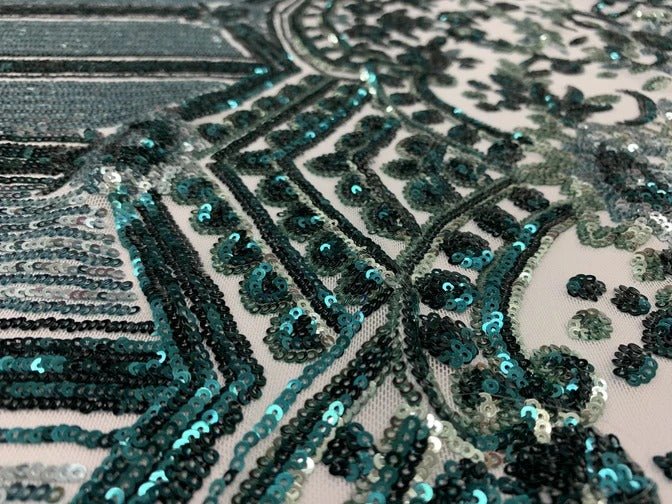 Elegant New Casino Design Embroidered 4 Way Nude Mesh Spandex Stretchy Sequin FabricICEFABRICICE FABRICSRed&BlackElegant New Casino Design Embroidered 4 Way Nude Mesh Spandex Stretchy Sequin Fabric ICEFABRIC Mint