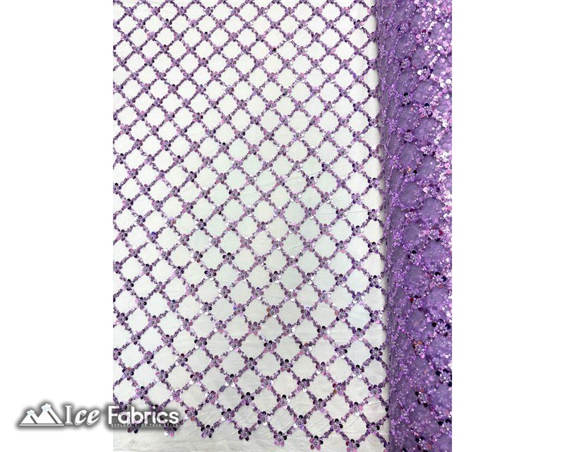 Embroidered Beaded Fabric Geometric Sequin LaceICE FABRICSICE FABRICSLavender Beaded FabricLavenderEmbroidered Beaded Fabric Geometric Sequin Lace ICE FABRICS Lavender