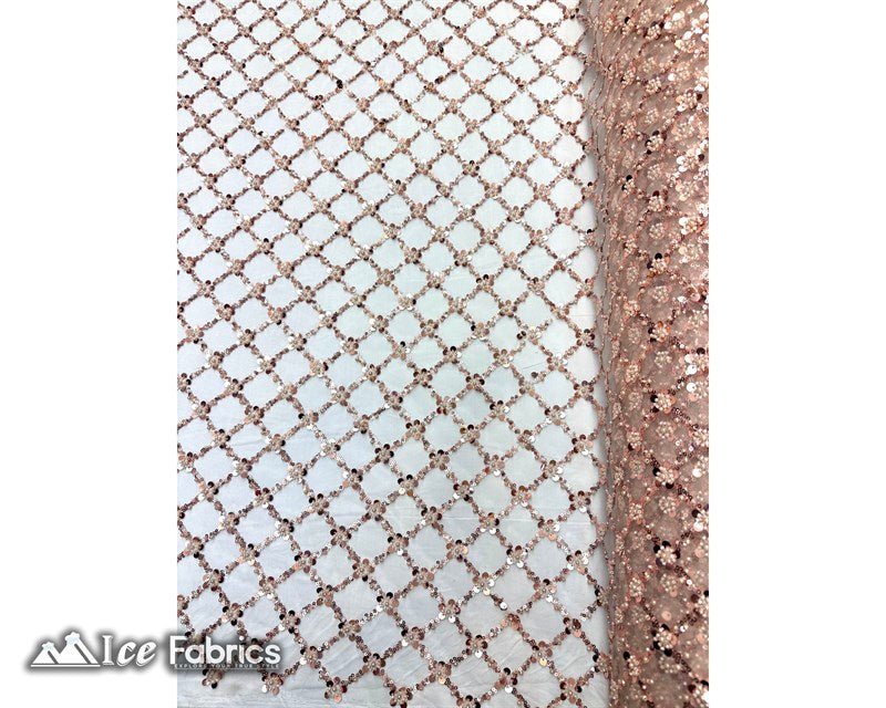 Embroidered Beaded Fabric Geometric Sequin LaceICE FABRICSICE FABRICSBlush Beaded FabricBlushEmbroidered Beaded Fabric Geometric Sequin Lace ICE FABRICS Blush