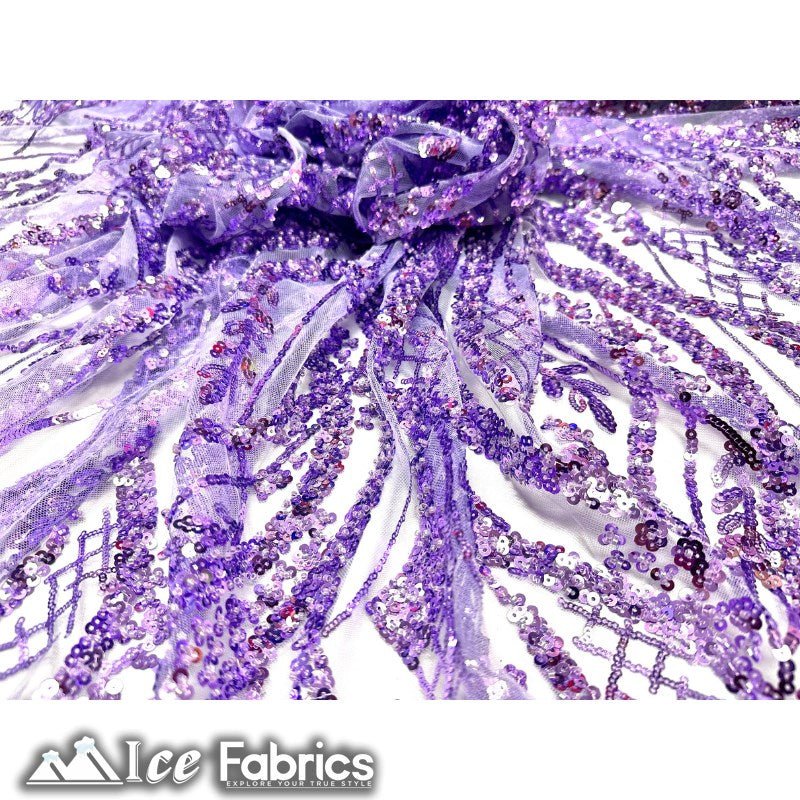 Embroidered Beaded Sequin Fabric ShinyICE FABRICSICE FABRICSLavenderEmbroidered Beaded Sequin Fabric Shiny ICE FABRICS Lavender