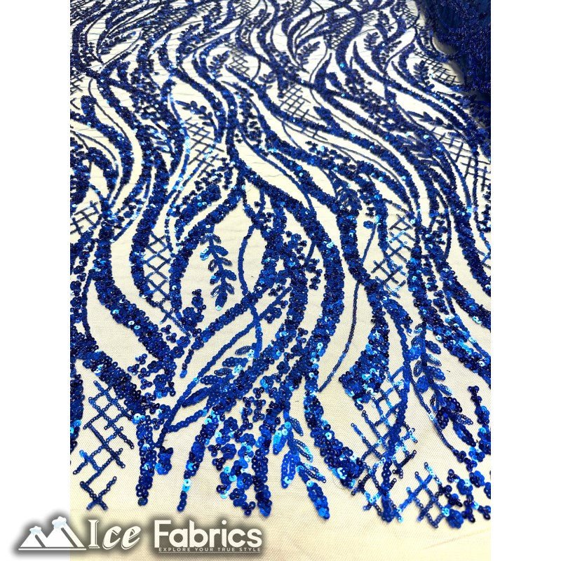 Embroidered Beaded Sequin Fabric ShinyICE FABRICSICE FABRICSRoyal BlueEmbroidered Beaded Sequin Fabric Shiny ICE FABRICS Royal Blue