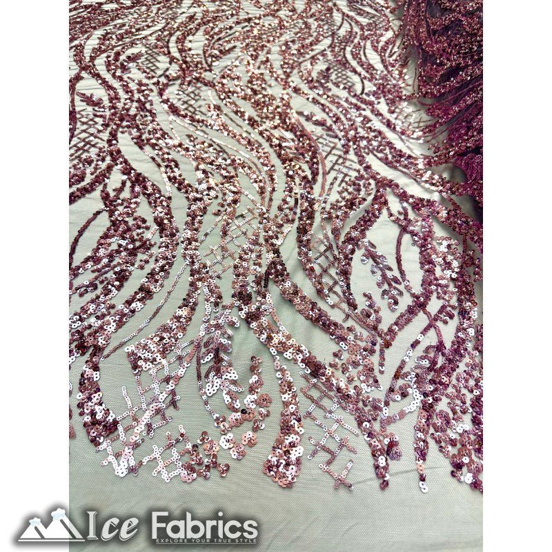 Embroidered Beaded Sequin Fabric ShinyICE FABRICSICE FABRICSMauveEmbroidered Beaded Sequin Fabric Shiny ICE FABRICS Mauve