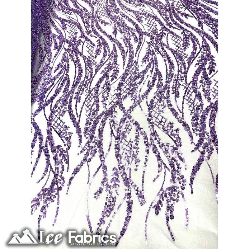 Embroidered Beaded Sequin Fabric ShinyICE FABRICSICE FABRICSLavenderEmbroidered Beaded Sequin Fabric Shiny ICE FABRICS Lavender