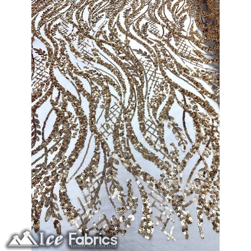 Embroidered Beaded Sequin Fabric ShinyICE FABRICSICE FABRICSLight GoldEmbroidered Beaded Sequin Fabric Shiny ICE FABRICS Light Gold