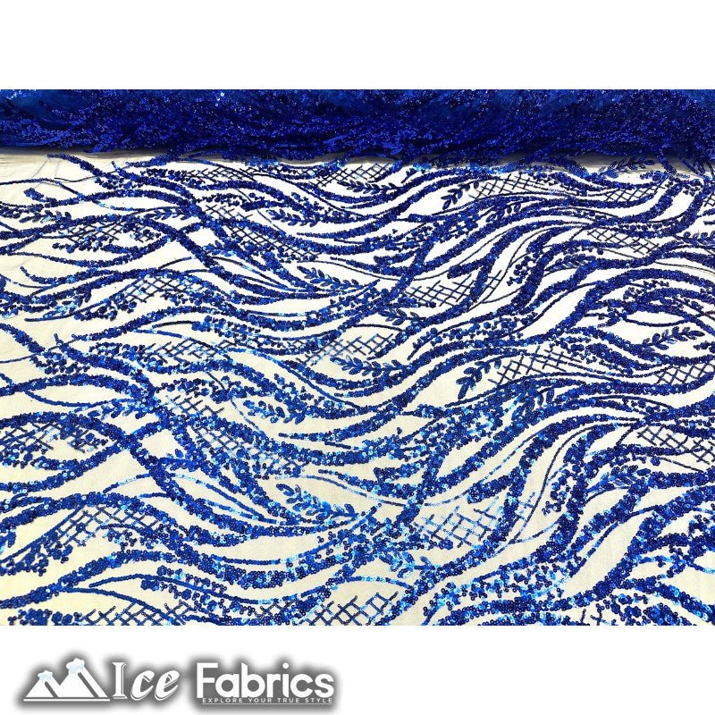 Embroidered Beaded Sequin Fabric ShinyICE FABRICSICE FABRICSRoyal BlueEmbroidered Beaded Sequin Fabric Shiny ICE FABRICS Royal Blue